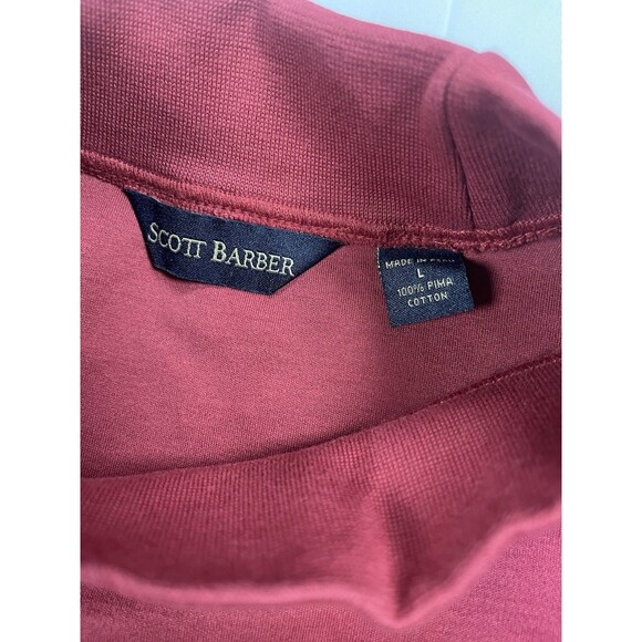 Scott Barber Men's L Large Mock Turtleneck Burgundy 100% Pima Cotton Knit - Picture 3 of 9